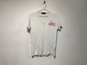 本物ディースクエアードDSQUARED2コットンプリントVネック半袖Tシャツメンズサーフアメカジミリタリー白ホワイトXSイタリア製