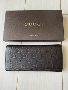 GUCCI グッチ★ズッカ柄型押し長財布★ダークブラウン★箱あり