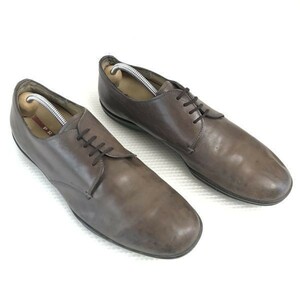 PRADA/プラダ☆高級本革/プレーントゥ【8.5/27.0/暗茶/BROWN】ハンドメイド/ビジネス/ドレスシューズ/shoes〇bA-50