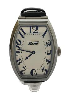 TISSOT◆クォーツ腕時計/アナログ/レザー/SLV/BLK/SS/T128509//