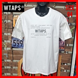 大きなサイズ！　WTAPS ダブルタップス　ロゴプリント　半袖Tシャツ　04 ホワイト