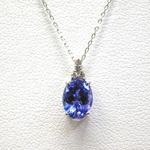 Hn430401 ペンダントネックレス ノーブランド　Pt900　タンザナイト1.30ct　ダイヤ0.04ct　チェーンPt850 中古・超美品