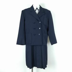 1円 ブレザー ジャンパースカート 紐タイ 上下4点セット 指定 大きいサイズ 特大 冬物 女子 学生服 中学 高校 紺 制服 中古 ランクB NA7006