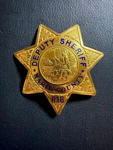 実物　Marin County Deputy Sheriff badge. police sfpd lapd nypd ポリスバッジ　Irvine&Jachens 製