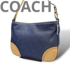 美品　COACH コーチ 8141 ハンドバッグ ワンショルダー デニムブルー