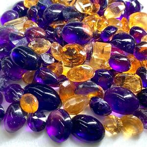 1円〜!!大量!!◆天然アメジスト・シトリンおまとめ1000.5ct◆d 約200.1g 裸石 宝石 amethyst citrine 黄水晶 w4マ26