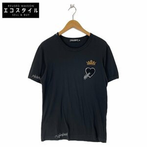 Dolce&Gabbana ドルチェアンドガッバーナ G8HV0Z/G7MUR クラウンハートTシャツ ブラック 48 トップス コットン メンズ 中古