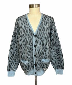 送料込み、即決　WACKO MARIA 22AW LEOPARD MOHAIR CARDIGAN LIGHT BLUE ワコマリア レオパードモヘヤカーディガン ライトブルー L