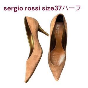 セルジオロッシ　シンプルで合わせやすい　スエード　パンプス　37ハーフ　M4H498　sergio rossi　24.5センチ　レザー　本皮