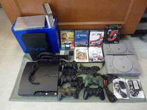 ★おまとめ！PlayStation1/2/3本体×４＆コントローラー×5＆ソフト×5◇ジャンク品★