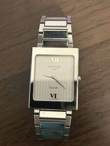 1円スタート　稼働　ロンジン LONGINES　761 7224 クオーツ メンズ 腕時計 ヴィンテージ シルバー文字盤 ステンレス　 スクエア