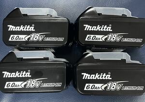 送料無料　未使用　makita マキタ 純正品 リチウムイオンバッテリー マキタ18V BL1860B 4個セット　雪マーク　残量表示　自己故障診断