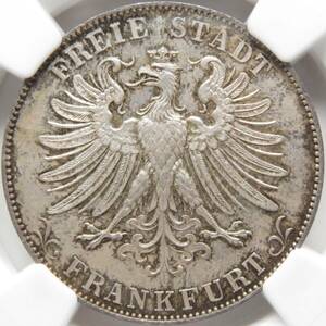 1861年 MS65 グルデン 銀貨 ドイツ フランクフルト NGC 鑑定 完全未使用 UNC GULDEN 双頭の鷲 帝国 シルバー コイン