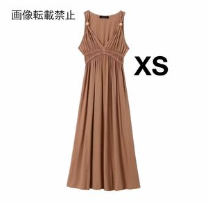 vintage ヴィンテージ レトロ ノースリーブ ロング ワンピース XSサイズ レディース★ZARA 好きな方に★2024 S/S 夏新作 新品未使用★