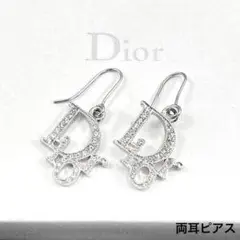 箱付 Christian Dior ディオール ロゴ ラインストーン ピアス