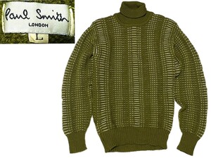 Paul Smith タートルネック仕様 ウール ニット セーター L ポールスミス メンズ ドネガル ロープ ケーブル