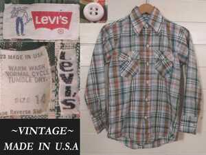 60s70s ビンテージ LEVIS サドルマンsaddleman シャツ USAアメリカ製 VINTAGE リーバイス 白タブ