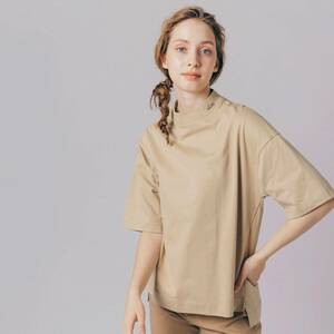 ラコステ リラックスフィットモックネックハーフスリーブＴシャツ ストリート 通勤 通学 レディース TF728EL-02S VIENNESE(BEIGE) 38/L