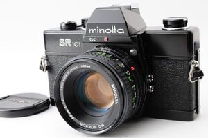 97【動作品】ミノルタ Minolta SR101 一眼レフ フィルムカメラ Black ブラックボディ レンズ MD ROKKOR F1.7 50mm