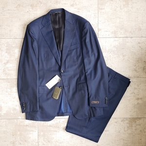 未使用 カナーリ エクスクルーシブ ストライプ ウール スーツ 52 イタリア製 紺 ネイビー 春夏 CANALI exclusive　