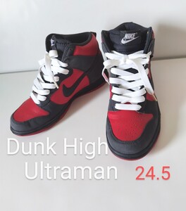 NIKE ナイキ 24.5 Dunk High Ultraman ダンクハイ メンズスニーカー ハイカットシューズ 赤/灰