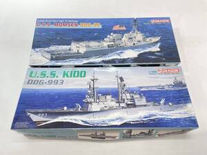 ★【同梱不可】ジャンク品 未組立 ドラゴン 1/350 U.S.S キッド DDG-993/U.S.S マンセン DDG-92 2点まとめ