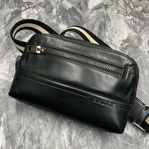 1円【極美品】BALLY バリー メンズ トレインスポッティング ボディバッグ ウエストポーチ ショルダーバッグ 斜め掛け レザー ブラック 黒色