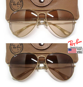 美品Vintage B&L RayBan 62mm 調光レンズ ChangeableチェンジブルBLボシュロムLARGE METALラージ メタル2 ゴールド金USAアメリカ製Gold米国