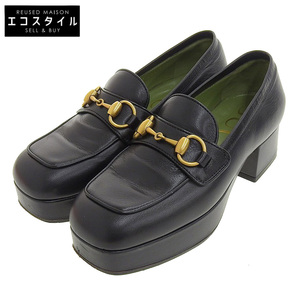 GUCCI グッチ ホースビット レザー ローファー シューズ レディース 黒 ブラック 34 1/2 565365