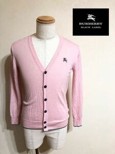 BURBERRY BLACK LABEL バーバリーブラックレーベル ウール ニット カーディガン トップス サイズ2 長袖 ピンク 三陽商会製 D1N02-601-12