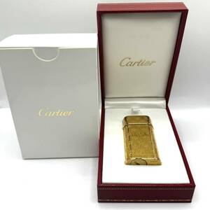 #12807　Cartier カルティエ ガスライターゴールドカラー 着火未確認 現状品 ブランドロゴデザイン レア 箱 ケース付き
