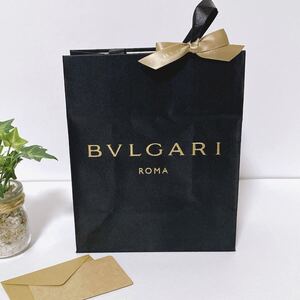 ブルガリ「BVLGARI」ショッパー サテン布張り(4649) 正規品 付属品 ショップ袋 ブランド紙袋 小物箱サイズ ブラック 折らずに配送 