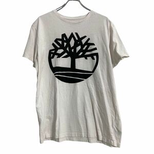 Timberland 半袖 プリント Tシャツ L ホワイト ティンバーランド ビッグロゴ 古着卸 アメリカ仕入 a608-5516