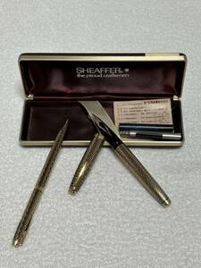 【95-54】1円〜 SHEAFFER シェーファー 万年筆&ボールペン ペン先 14K 585 メンズ 箱 取扱説明書 付属品付き 同梱不可