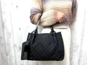 極美品 GUCCI グッチ GGキャンバス ハンドバッグ ショルダーバッグ バッグ キャンバス×レザー 黒 80241