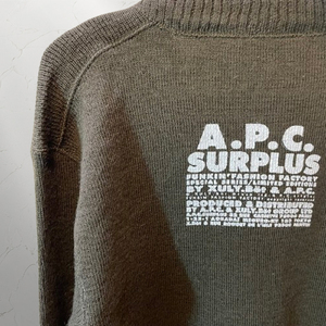 A.P.C. SURPLUS オールドアーペーセー サープラス レア フランス軍ニットリメイク Vネックニット　