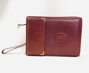 qoj.YSA01　Cartier　カルティエ　マストライン　セカンドバッグ　クラッチバッグ　ボルドー　レザー　メンズ