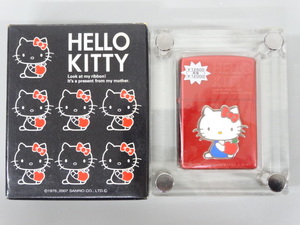 新品 未使用品 2007年製 ZIPPO ジッポ HELLO KITTY ハロー キティ 立体 メタル貼り 赤 レッド ライター USA アクリルケース付き サンリオ