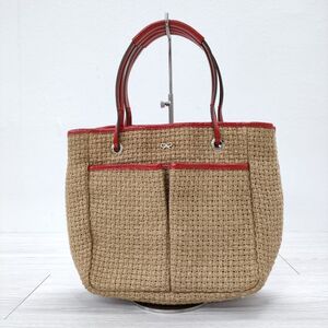 Anya Hindmarch ビーチ ジュート トートバッグ ベージュ レッド アニヤ・ハインドマーチ 4-0613S 226277