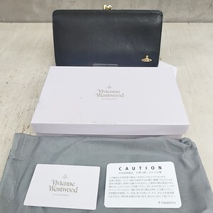 【付属有】VW/ヴィヴィアンウエストウッドVivienne Westwood/オーブ/牛革/レザー/がま口/長財布/黒/SL20MBO1/0003/