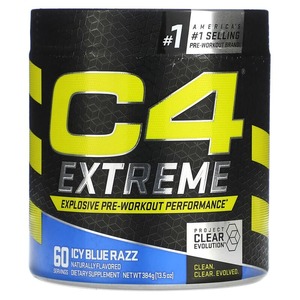 販売終了品　Cellucor, C4 Extreme（C4エクストリーム）、エクスプローシブ プレワークアウト、アイシーブルーラズ、384g（13.5オンス）