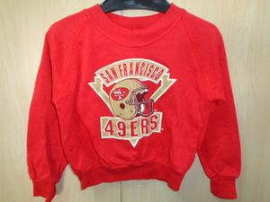 b494◆90s USA製 NFL サンフランシスコ・フォーティナイナーズ キッズ スウェット◆GARAN size4T 子ども服 赤色 トレーナー ネコポス便 5A