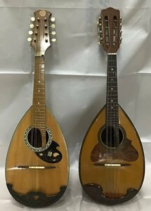 管理番号=b0773893【中古】SUZUKI MANDOLIN SET(1964No.203(BE) /1970No.230(BR)JUNK 鈴木マンドリン2個セット 薄茶・茶 ジャンク 現状渡し