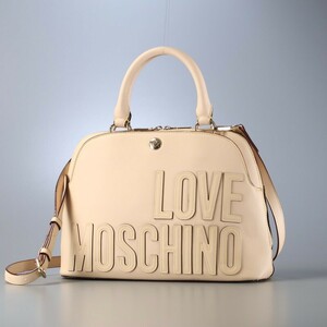 GQ7991*LOVE MOSCHINO ラブモスキーノ ロゴ ショルダー付き ハンドバッグ クロスボディバッグ 2way 鞄 ベージュ