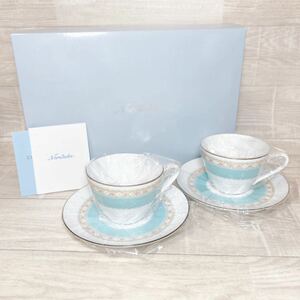 E669未使用品 Noritake ノリタケ カップ & ソーサー (ペアセット) (コーヒー ティー 兼用) 125cc ハミングブルー 2客 ブルー