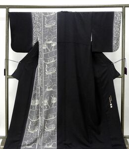 訪問着 正絹 小糸染芸 インカ模様 身丈169cm 裄丈67.5cm 訪問着 美品 リサイクル 中古 着物 結婚式 入学式 卒業式 b0703