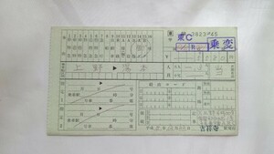 △JR東日本△上野→湯本 常磐初日の出号個室グリーン券△料金補充券 軟券平成8年