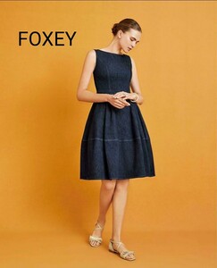 FOXEY NEW YORK デニムバロン フレアーワンピース 38サイズ