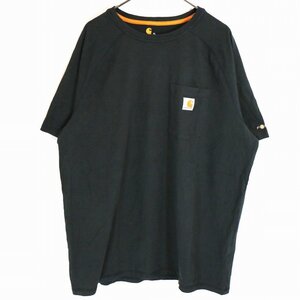 SALE/// Carhartt カーハート ワンポイントロゴ 半袖Ｔシャツ 胸ポケット ラグラン ブラック (メンズ XL) O2023