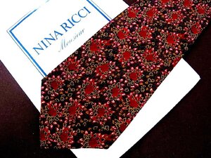 ♪26856C♪良品【花 植物 花びら 柄】ニナ リッチ【NINA RICCI】ネクタイ